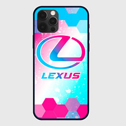 Чехол для iPhone 12 Pro Max Lexus neon gradient style, цвет: 3D-черный