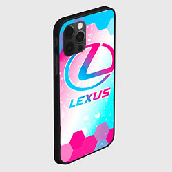 Чехол для iPhone 12 Pro Max Lexus neon gradient style, цвет: 3D-черный — фото 2