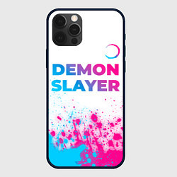 Чехол для iPhone 12 Pro Max Demon Slayer neon gradient style: символ сверху, цвет: 3D-черный