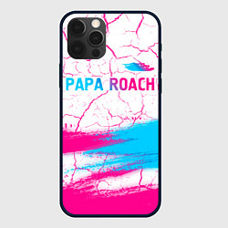 Чехол для iPhone 12 Pro Max Papa Roach neon gradient style: символ сверху, цвет: 3D-черный