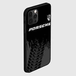 Чехол для iPhone 12 Pro Max Porsche speed на темном фоне со следами шин: симво, цвет: 3D-черный — фото 2