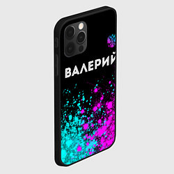 Чехол для iPhone 12 Pro Max Валерий и неоновый герб России: символ сверху, цвет: 3D-черный — фото 2