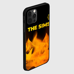 Чехол для iPhone 12 Pro Max The Sims - gold gradient: символ сверху, цвет: 3D-черный — фото 2