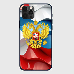 Чехол iPhone 12 Pro Max Герб России триколор