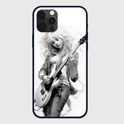Чехол для iPhone 12 Pro Max Блондинка с гитарой, цвет: 3D-черный