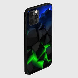 Чехол для iPhone 12 Pro Max Разлом синих и зеленых плит, цвет: 3D-черный — фото 2