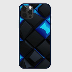 Чехол iPhone 12 Pro Max Черные и синие плитки