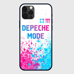 Чехол для iPhone 12 Pro Max Depeche Mode neon gradient style: символ сверху, цвет: 3D-черный