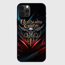 Чехол для iPhone 12 Pro Max Baldurs Gate 3 dark logo, цвет: 3D-черный