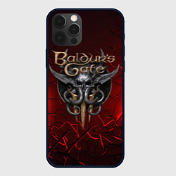 Чехол iPhone 12 Pro Max Baldurs Gate 3 logo red