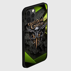Чехол для iPhone 12 Pro Max Baldurs Gate 3 logo green abstract, цвет: 3D-черный — фото 2