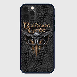 Чехол для iPhone 12 Pro Max Baldurs Gate 3 logo dark black, цвет: 3D-черный