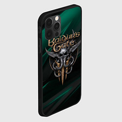 Чехол для iPhone 12 Pro Max Baldurs Gate 3 logo green geometry, цвет: 3D-черный — фото 2