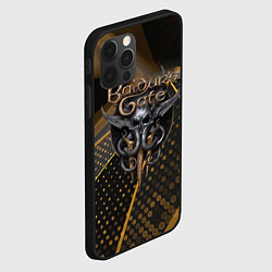 Чехол для iPhone 12 Pro Max Baldurs Gate 3 logo dark gold geometry, цвет: 3D-черный — фото 2