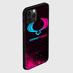 Чехол для iPhone 12 Pro Max SsangYong - neon gradient, цвет: 3D-черный — фото 2