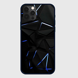 Чехол iPhone 12 Pro Max Black texture neon line