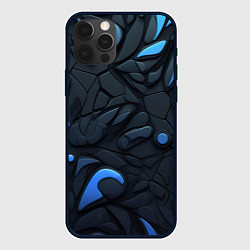 Чехол iPhone 12 Pro Max Blue black abstract texture