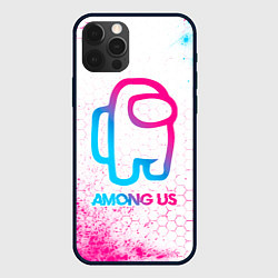 Чехол для iPhone 12 Pro Max Among Us neon gradient style, цвет: 3D-черный