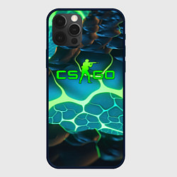 Чехол для iPhone 12 Pro Max CSGO разлом неоновых плит, цвет: 3D-черный