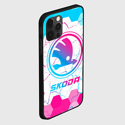 Чехол для iPhone 12 Pro Max Skoda neon gradient style, цвет: 3D-черный — фото 2