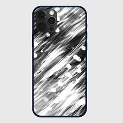 Чехол для iPhone 12 Pro Max Черно-белые штрихи, цвет: 3D-черный