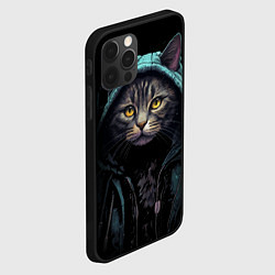 Чехол для iPhone 12 Pro Max Кот в капюшоне стиль киберпанк, цвет: 3D-черный — фото 2