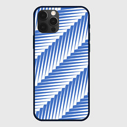 Чехол для iPhone 12 Pro Max Голубая белая диагональ, цвет: 3D-черный