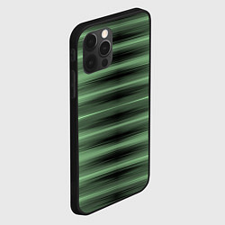 Чехол для iPhone 12 Pro Max Зеленый полосатый градиент, цвет: 3D-черный — фото 2