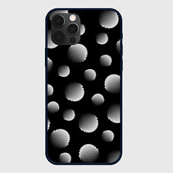 Чехол iPhone 12 Pro Max Шары в полоску на черном фоне