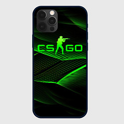 Чехол iPhone 12 Pro Max CSGO green abstract lines