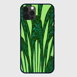 Чехол iPhone 12 Pro Max Зеленый растительный мотив