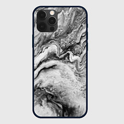 Чехол iPhone 12 Pro Max Черно-белая мраморная абстракция