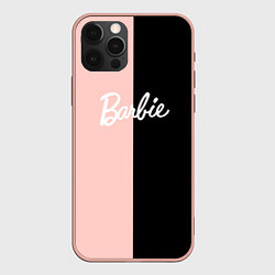 Чехол для iPhone 12 Pro Max Барби - сплит нежно-персикового и черного, цвет: 3D-светло-розовый