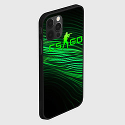 Чехол для iPhone 12 Pro Max CSGO green lines logo, цвет: 3D-черный — фото 2
