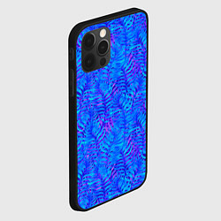 Чехол для iPhone 12 Pro Max Синие неоновые листья, цвет: 3D-черный — фото 2