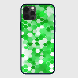 Чехол для iPhone 12 Pro Max Кибер Hexagon Зелёный, цвет: 3D-черный