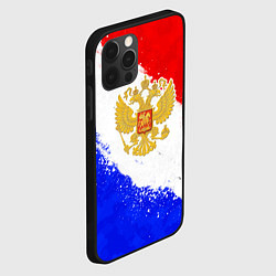 Чехол для iPhone 12 Pro Max Герб РФ - триколор красками, цвет: 3D-черный — фото 2