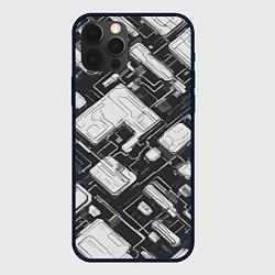 Чехол для iPhone 12 Pro Max Полосы Чёрно-белые киберпанк, цвет: 3D-черный