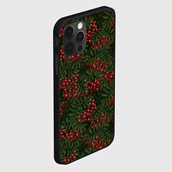 Чехол для iPhone 12 Pro Max Рябиновые ветки - паттерн, цвет: 3D-черный — фото 2