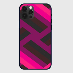 Чехол для iPhone 12 Pro Max Розовый и тёмный паттерн, цвет: 3D-черный