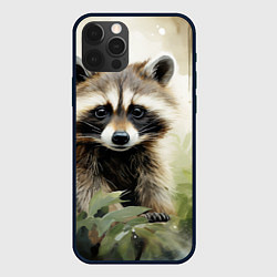 Чехол для iPhone 12 Pro Max Енот акварель, цвет: 3D-черный