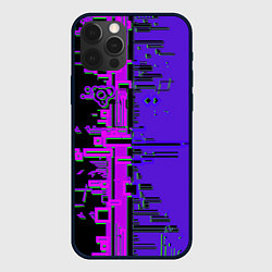 Чехол для iPhone 12 Pro Max Кибер-глитч фиолетовый, цвет: 3D-черный