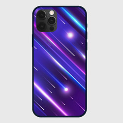 Чехол для iPhone 12 Pro Max Неоновый звездопад - полосы, цвет: 3D-черный