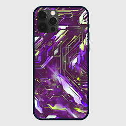Чехол для iPhone 12 Pro Max Космические кибер схемы фиолетовые, цвет: 3D-черный