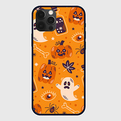 Чехол для iPhone 12 Pro Max Хэллоуин - тыквы и приведенья, цвет: 3D-черный