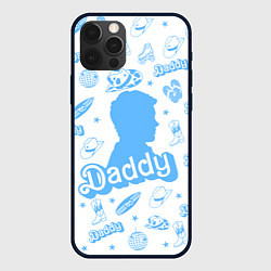 Чехол для iPhone 12 Pro Max Папочка - силуэт Кена: паттерн синий, цвет: 3D-черный