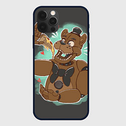 Чехол для iPhone 12 Pro Max Фредди кушает пиццу, цвет: 3D-черный