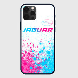 Чехол для iPhone 12 Pro Max Jaguar neon gradient style: символ сверху, цвет: 3D-черный
