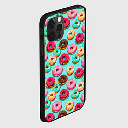 Чехол для iPhone 12 Pro Max Разноцветные пончики паттерн, цвет: 3D-черный — фото 2
