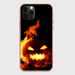 Чехол для iPhone 12 Pro Max Тыква в огне, цвет: 3D-светло-розовый
